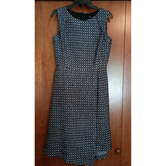 Banana Republic NWT Black Gray‎ Blue Tweed Sheath Faux Wrap Skirt Dress Sz 4 - Picture 1 of 8